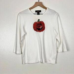 Hampshire Stidio Sequins JackOLantern Top